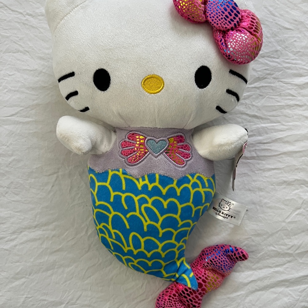 Hello Kitty Plush with Blue and Pink Accents